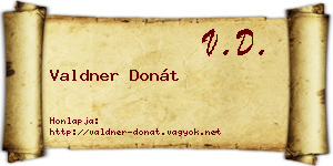 Valdner Donát névjegykártya